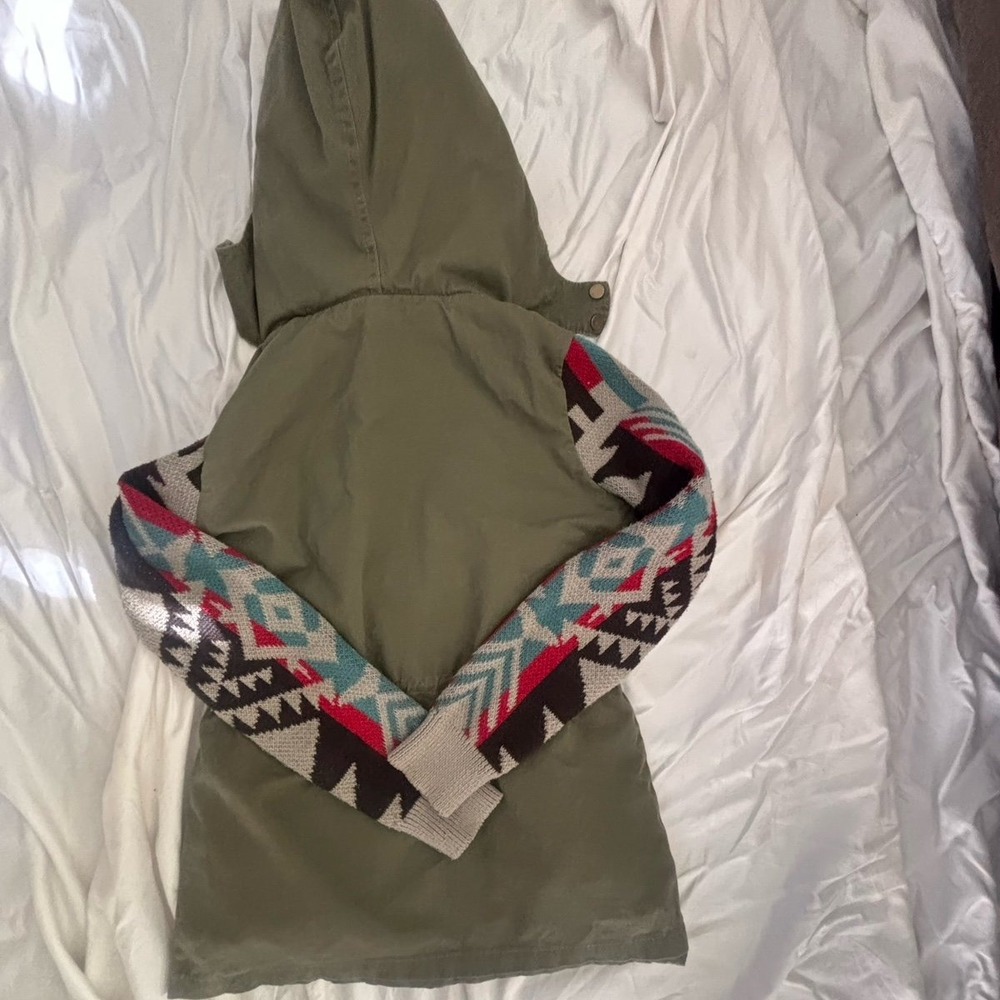 Thread & Supply Green Aztec Sweater Utility Army Jacket Size Small - Picture 4 of 9